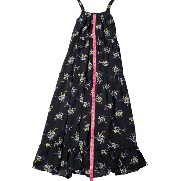 Who What Wear Halter Maxi Dress Womens XS Black Floral Tiered Chiffon Sleeveless - Picture 10 of 10